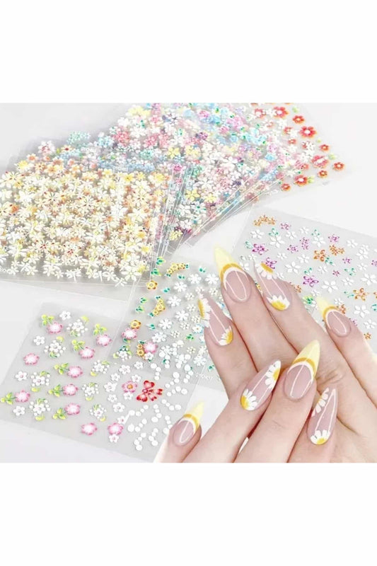 5 Sayfa Tırnak Sticker Çiçek Sticker 3D Tırnak Süsleme Mini Sticker