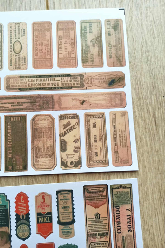 43 Adet Scrapbook Sticker Seti Bullet Journal Sticker Vintage Bilet Etiket Sticker