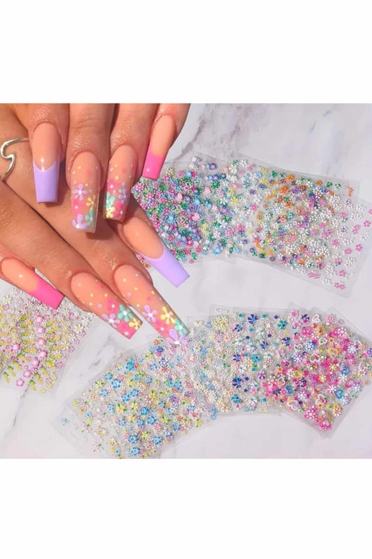 30 Sayfa Tırnak Sticker Çiçek Sticker 3D Tırnak Süsleme Mini Sticker