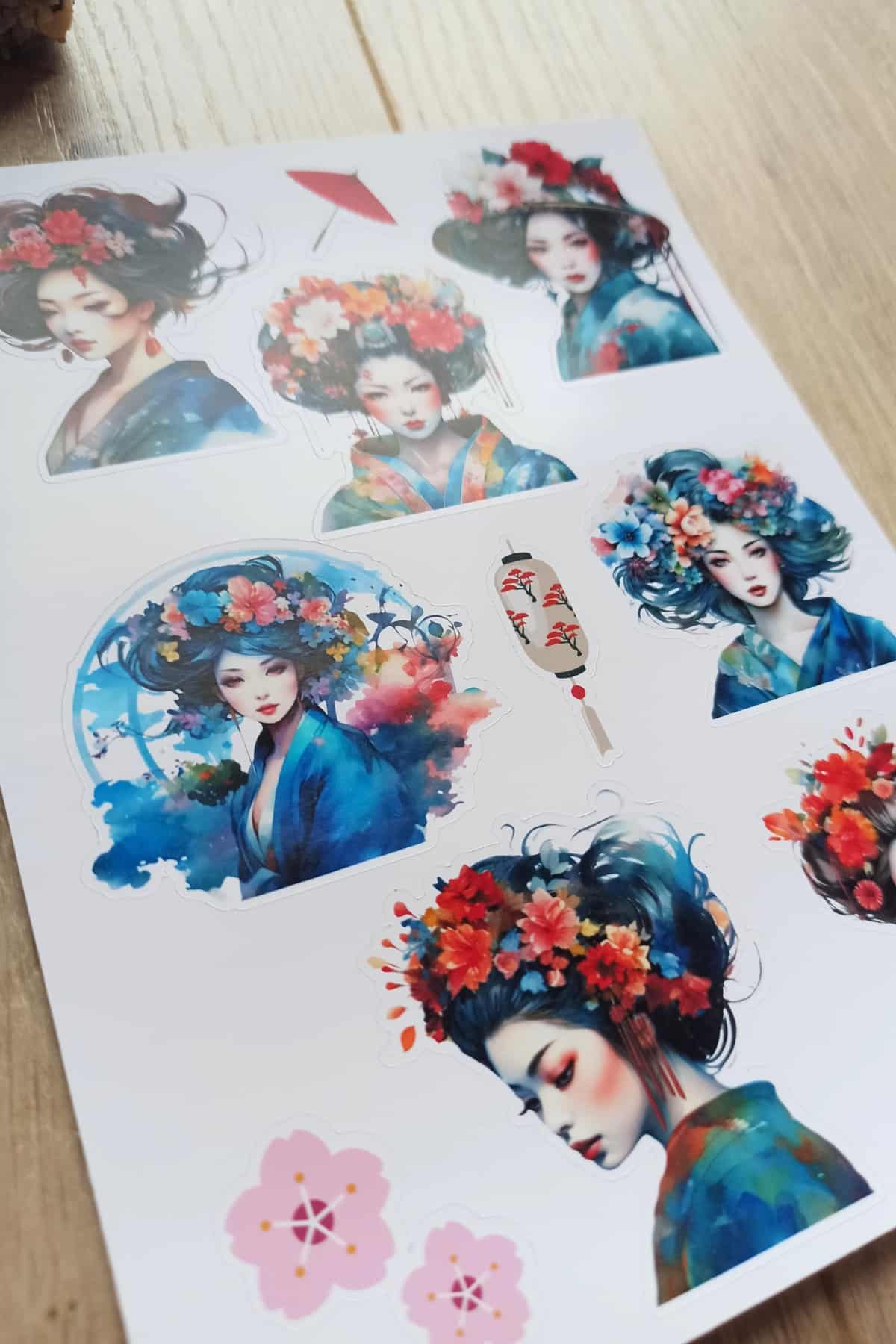 10 Adet Japon Sticker Bullet Journal Scrapbook Laptop Sticker Geisha Kadın