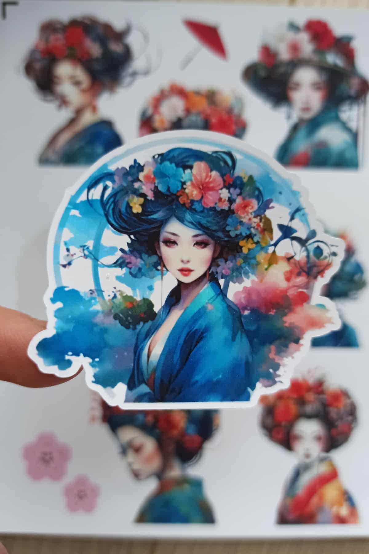 10 Adet Japon Sticker Bullet Journal Scrapbook Laptop Sticker Geisha Kadın