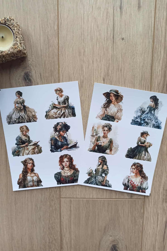 40 Adet Victorian Lady Sticker Bullet Journal Scrapbook Laptop Sticker Vintage Kadın Bundle
