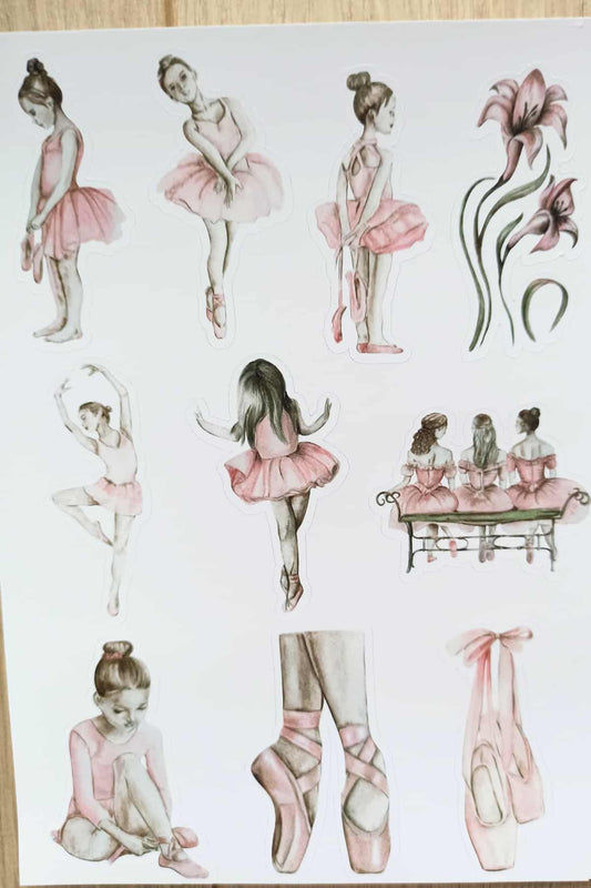 10 Adet Balerin Kızlar Sticker Bullet Journal Scrapbook Laptop Sticker