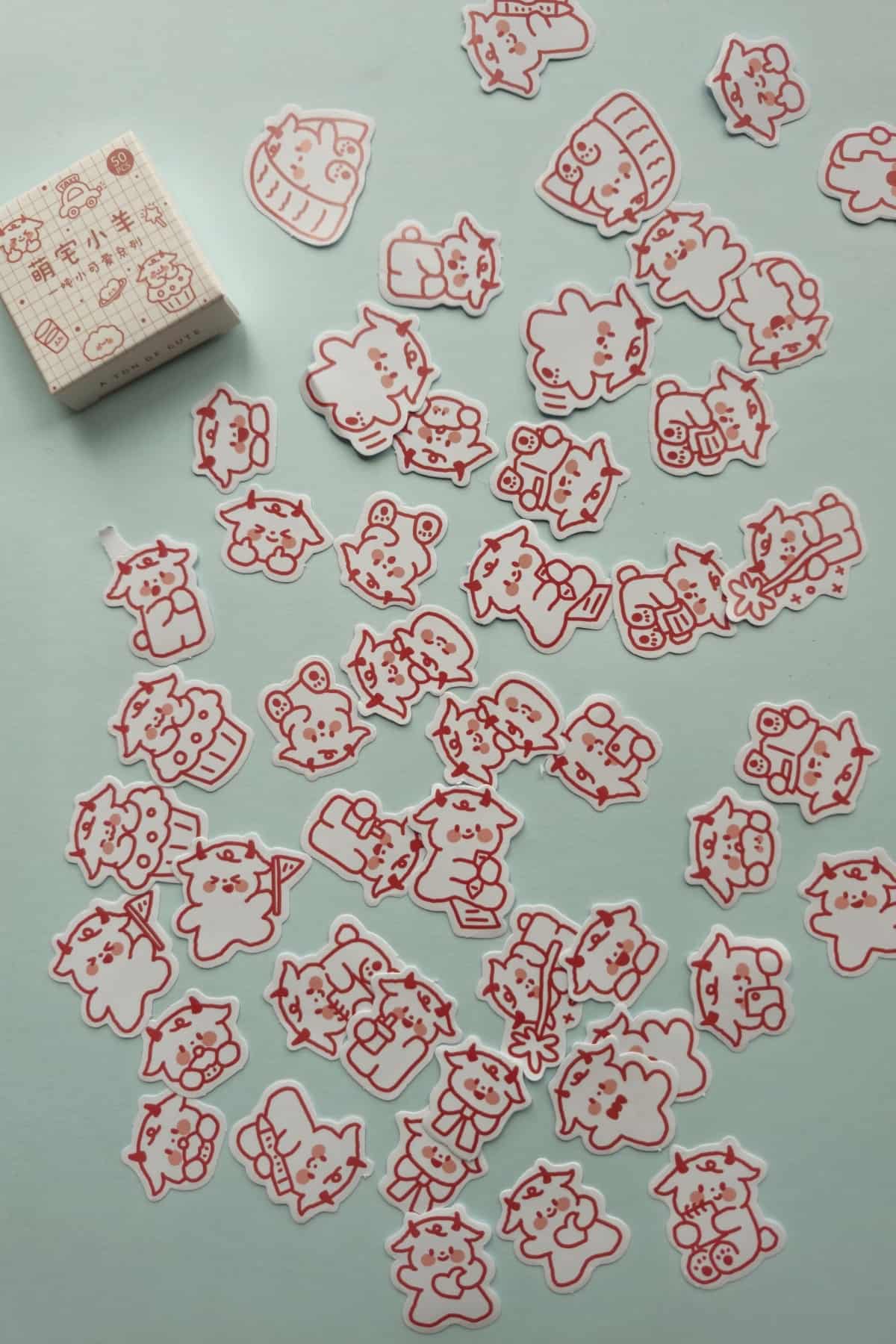 50 Adet Kawaii İnek Sticker Seti Bullet Journal Scrapbook Laptop Ajanda Planlayıcı Mini Sevimli