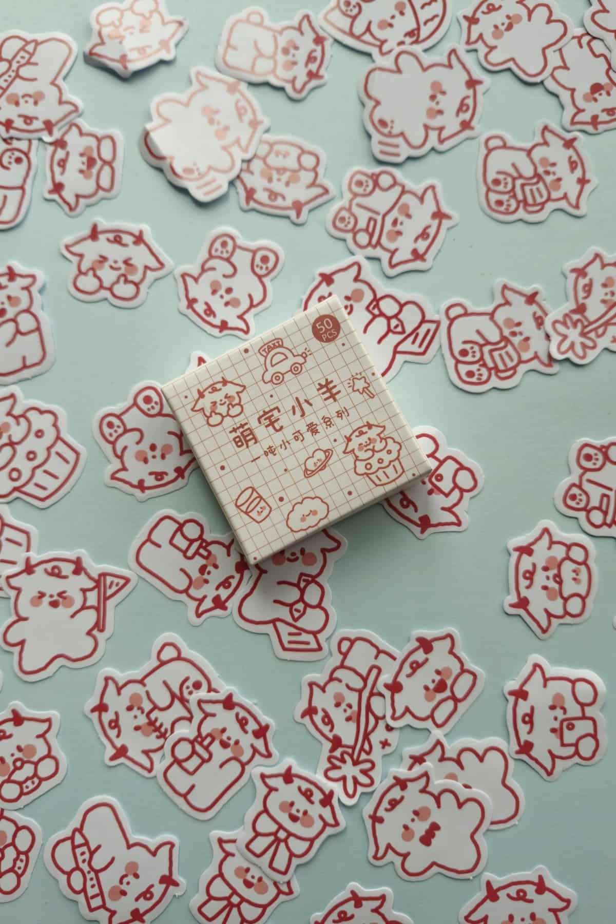 50 Adet Kawaii İnek Sticker Seti Bullet Journal Scrapbook Laptop Ajanda Planlayıcı Mini Sevimli