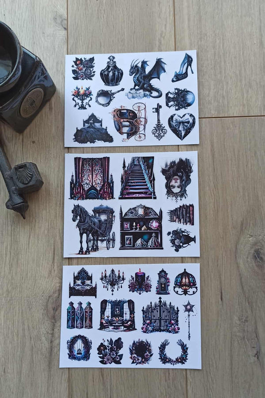 50 Adet Gothic Sticker Seti Bullet Journal Scrapbook Laptop Sticker Gotik Bundle