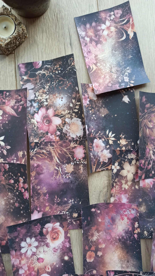 20 Adet Eskitme Vintage Pembe Siyah Temalı Scrapbook Kağıt Seti Bullet Journal Dekupaj Kağıdı