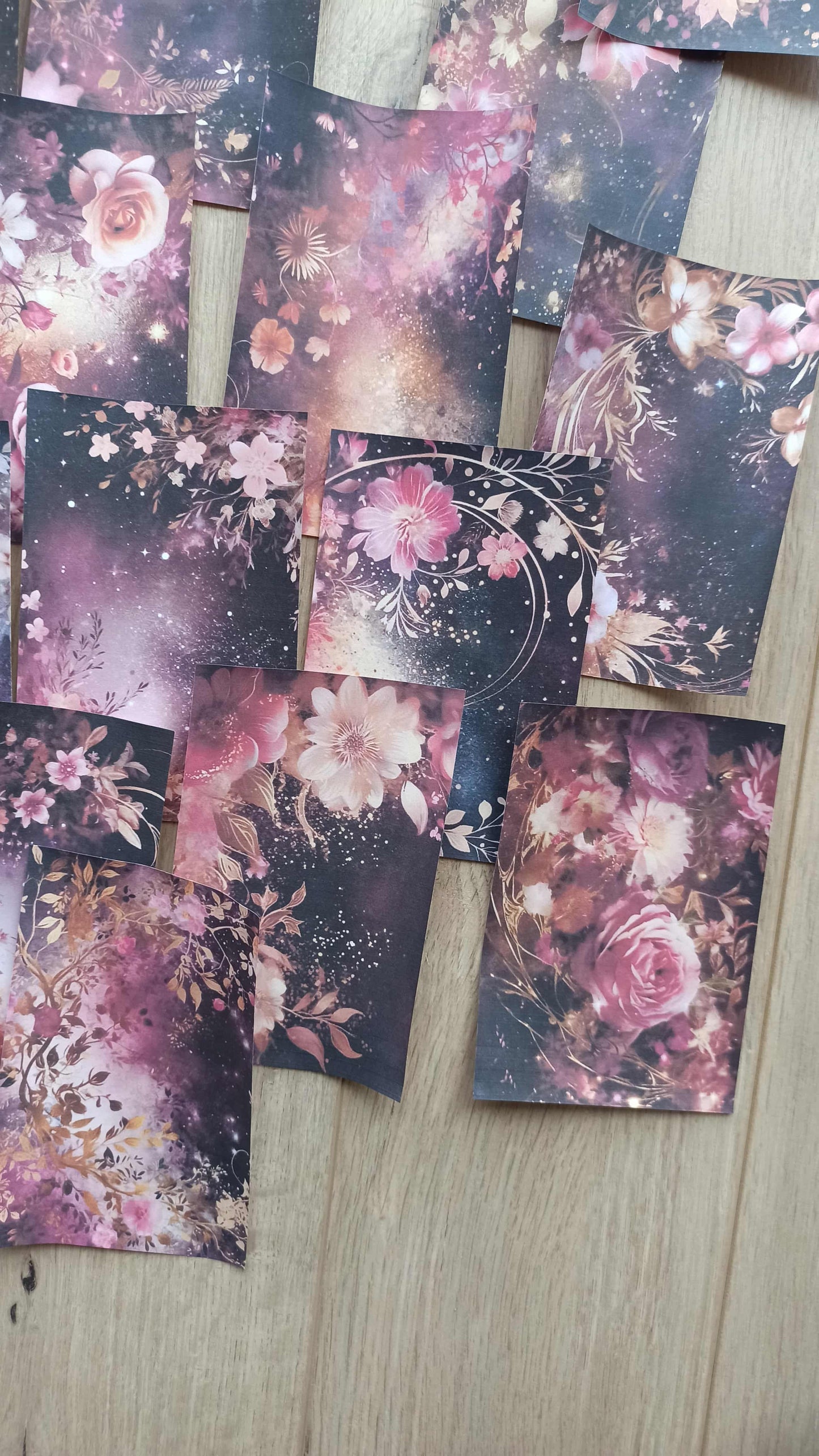 20 Adet Eskitme Vintage Pembe Siyah Temalı Scrapbook Kağıt Seti Bullet Journal Dekupaj Kağıdı