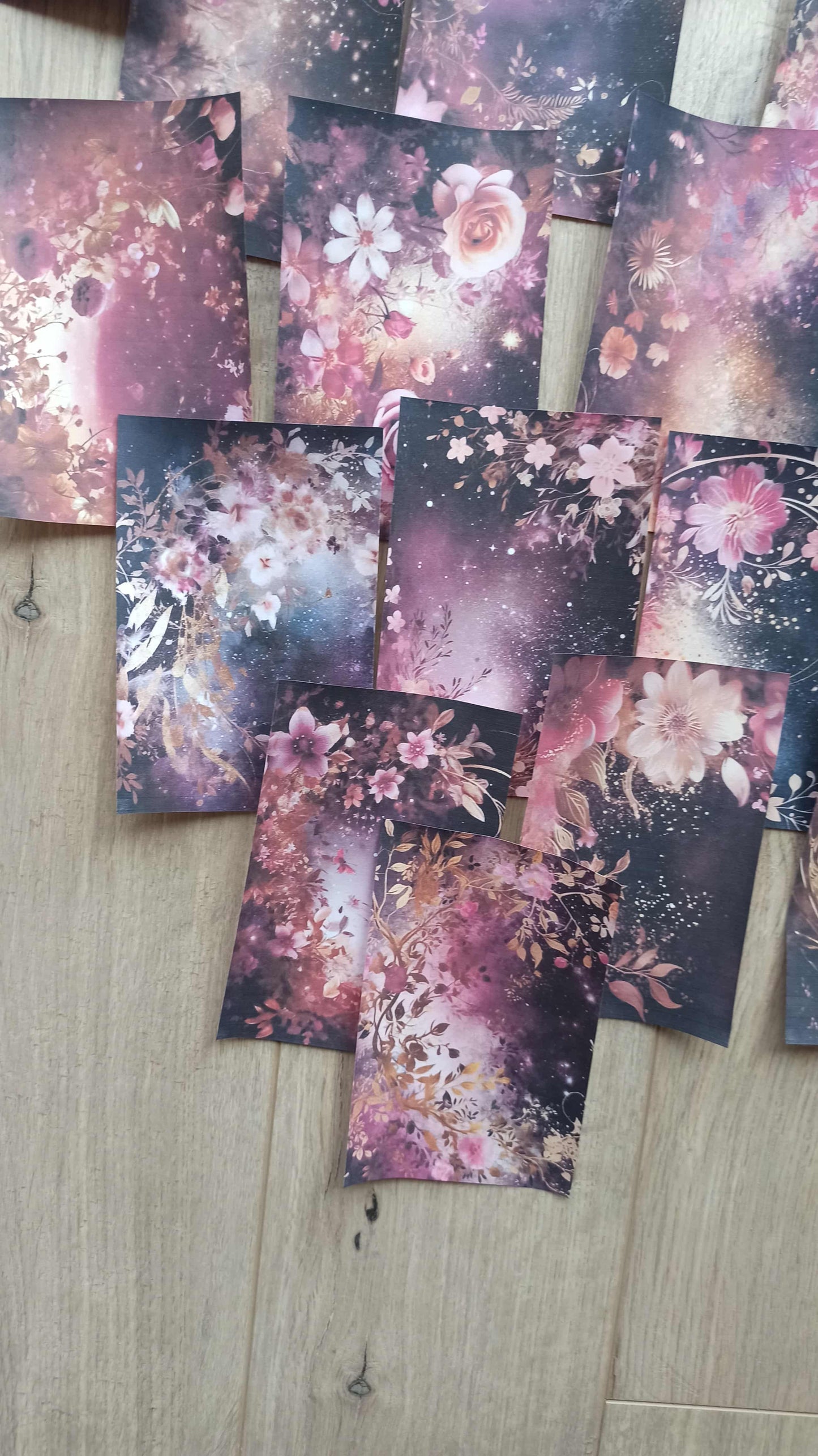 20 Adet Eskitme Vintage Pembe Siyah Temalı Scrapbook Kağıt Seti Bullet Journal Dekupaj Kağıdı
