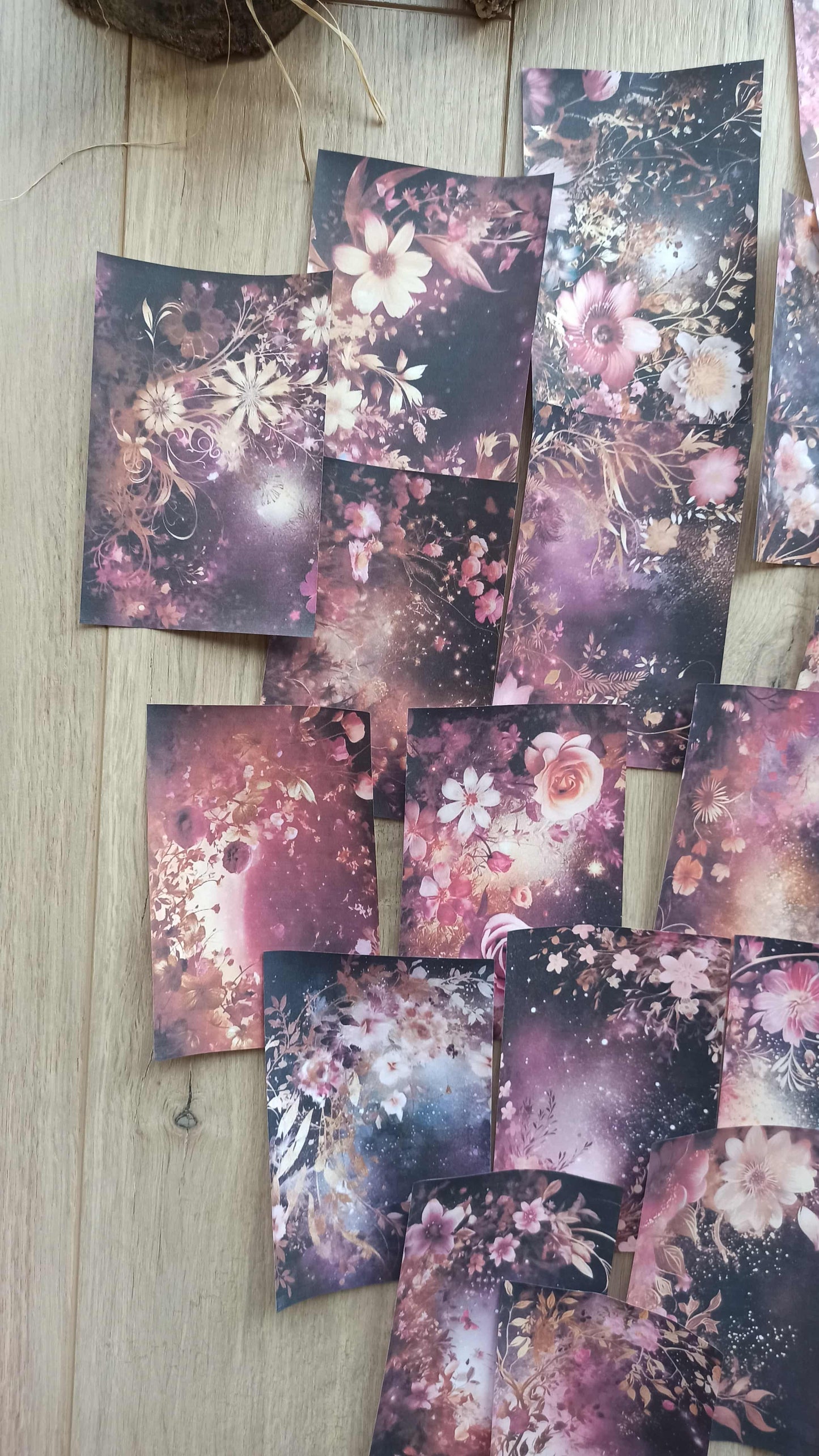 20 Adet Eskitme Vintage Pembe Siyah Temalı Scrapbook Kağıt Seti Bullet Journal Dekupaj Kağıdı