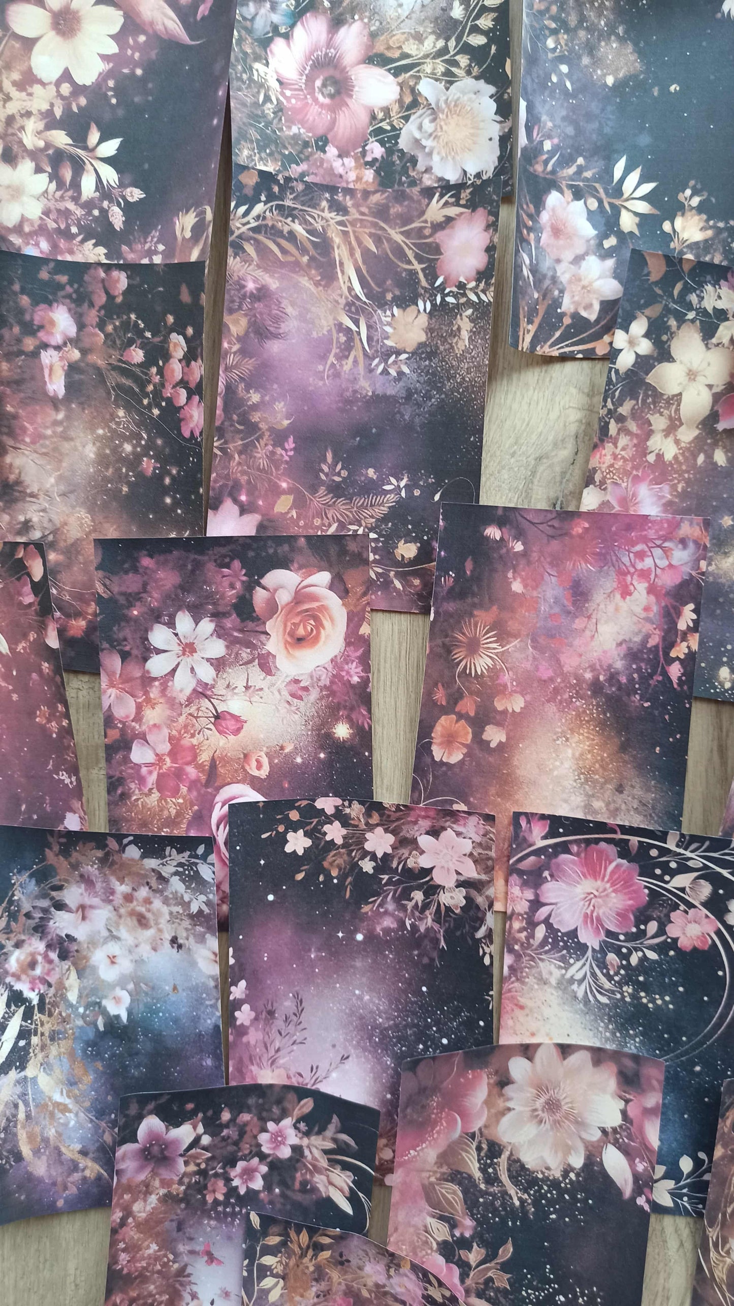 20 Adet Eskitme Vintage Pembe Siyah Temalı Scrapbook Kağıt Seti Bullet Journal Dekupaj Kağıdı