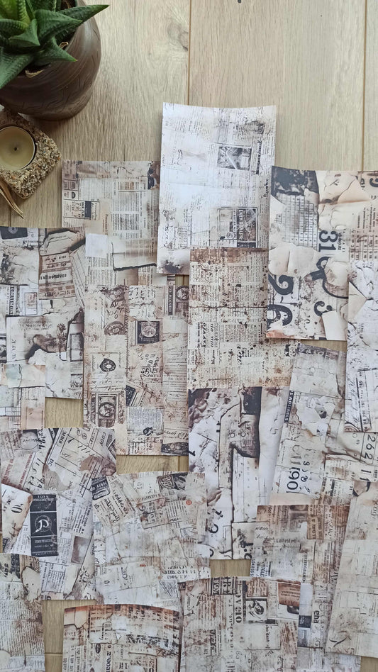 20 Adet Eskitme Vintage Gazete Temalı Scrapbook Kağıt Seti Bullet Journal Dekupaj Kağıdı