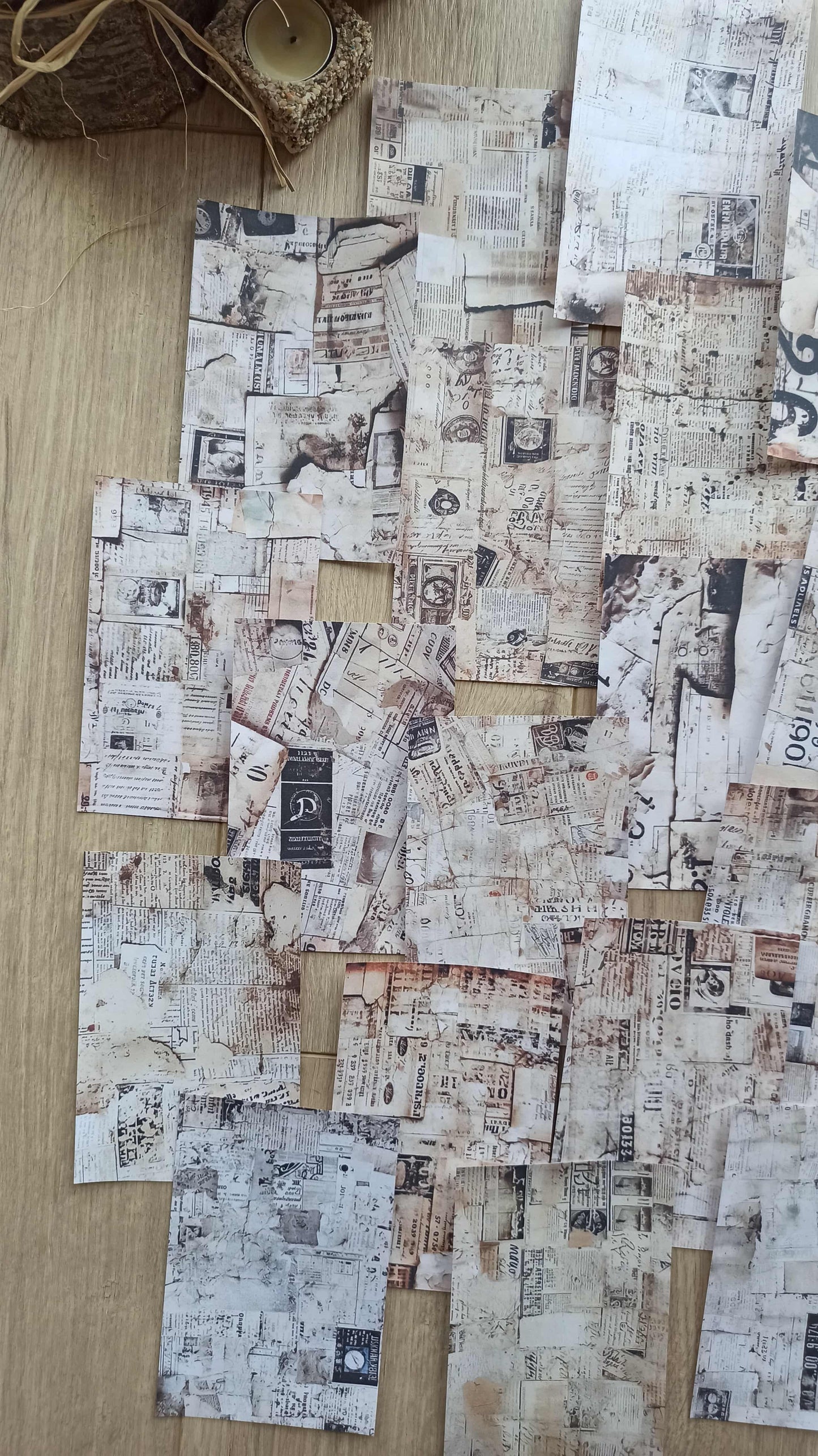 20 Adet Eskitme Vintage Gazete Temalı Scrapbook Kağıt Seti Bullet Journal Dekupaj Kağıdı