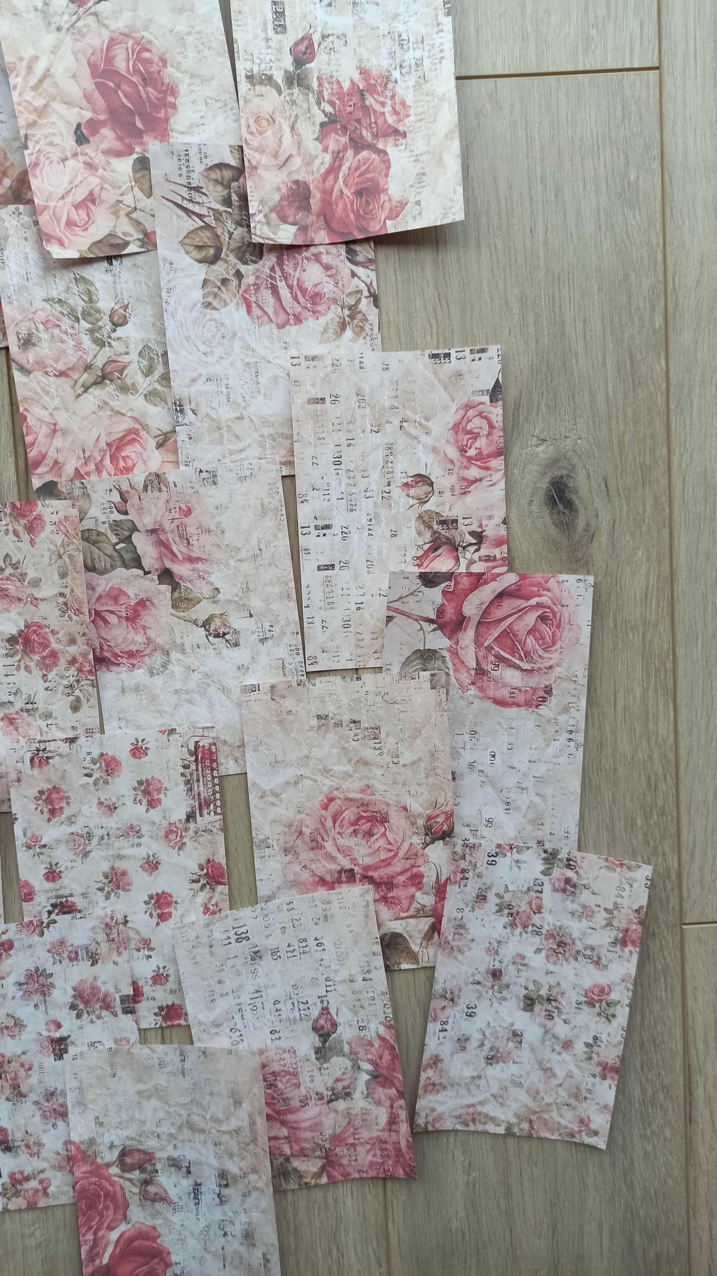 20 Adet Eskitme Vintage Gül Temalı Scrapbook Kağıt Seti Bullet Journal Dekupaj Kağıdı