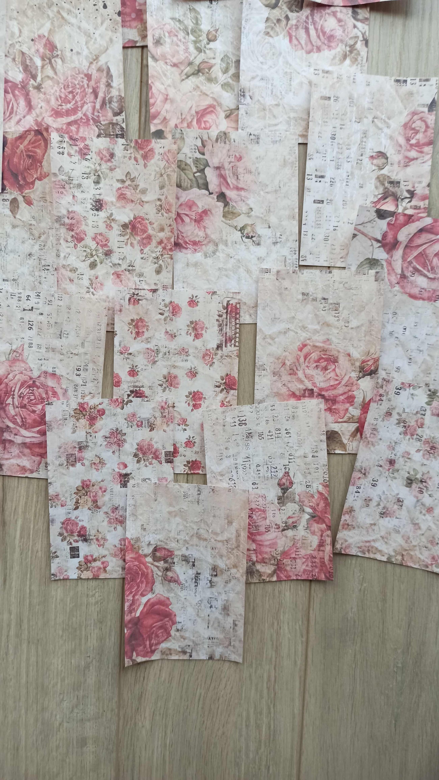 20 Adet Eskitme Vintage Gül Temalı Scrapbook Kağıt Seti Bullet Journal Dekupaj Kağıdı
