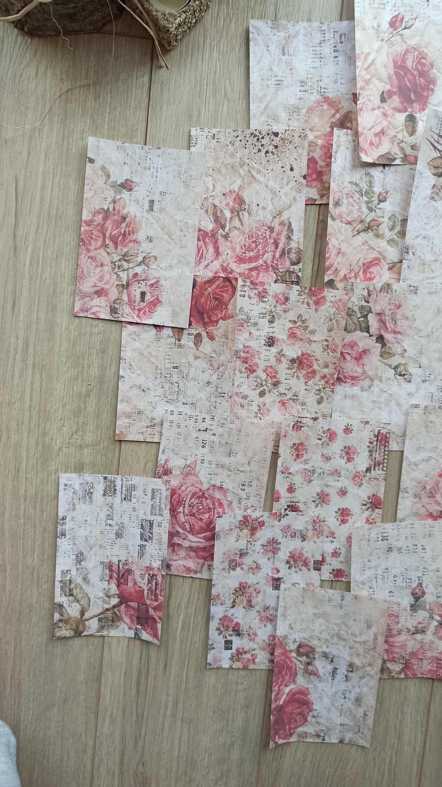 20 Adet Eskitme Vintage Gül Temalı Scrapbook Kağıt Seti Bullet Journal Dekupaj Kağıdı