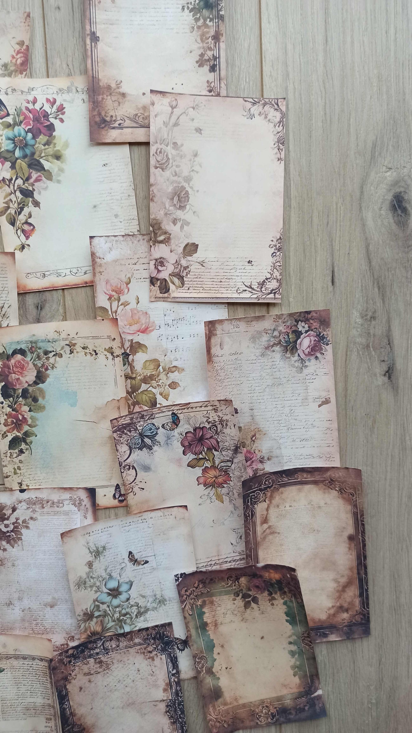 20 Adet Eskitme Vintage Temalı Scrapbook Kağıt Seti Bullet Journal Dekupaj Kağıdı
