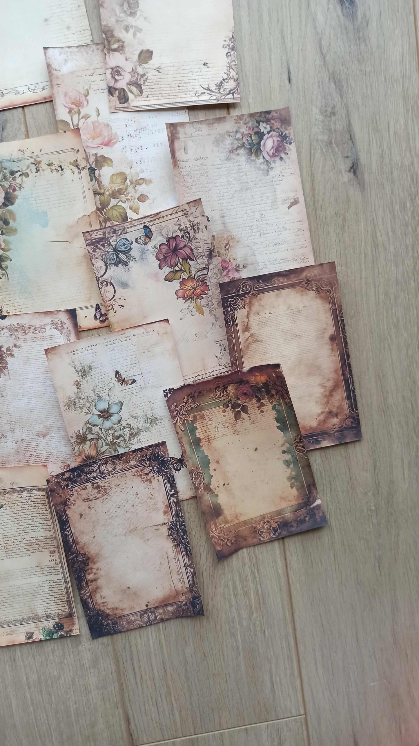 20 Adet Eskitme Vintage Temalı Scrapbook Kağıt Seti Bullet Journal Dekupaj Kağıdı