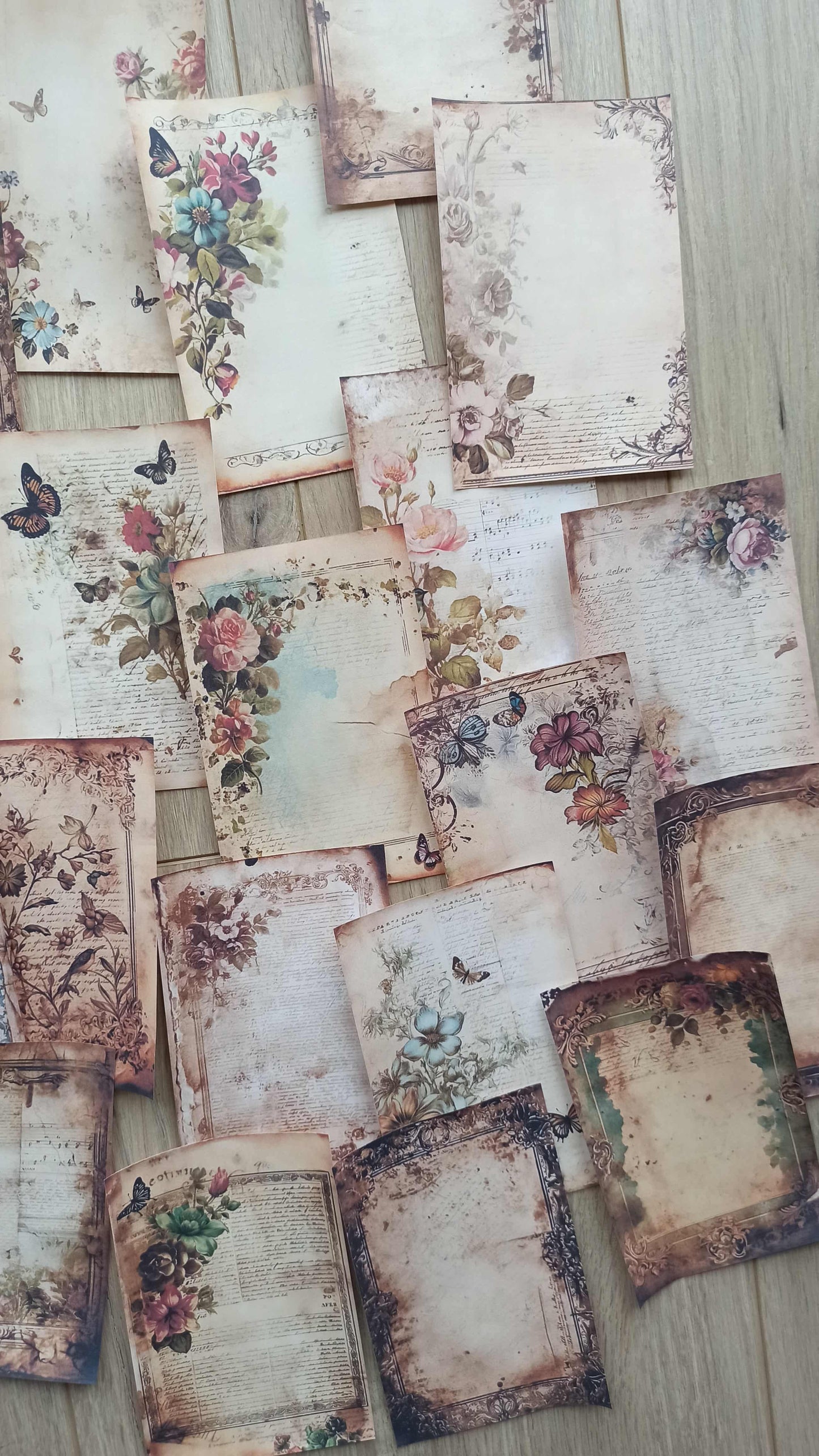 20 Adet Eskitme Vintage Temalı Scrapbook Kağıt Seti Bullet Journal Dekupaj Kağıdı