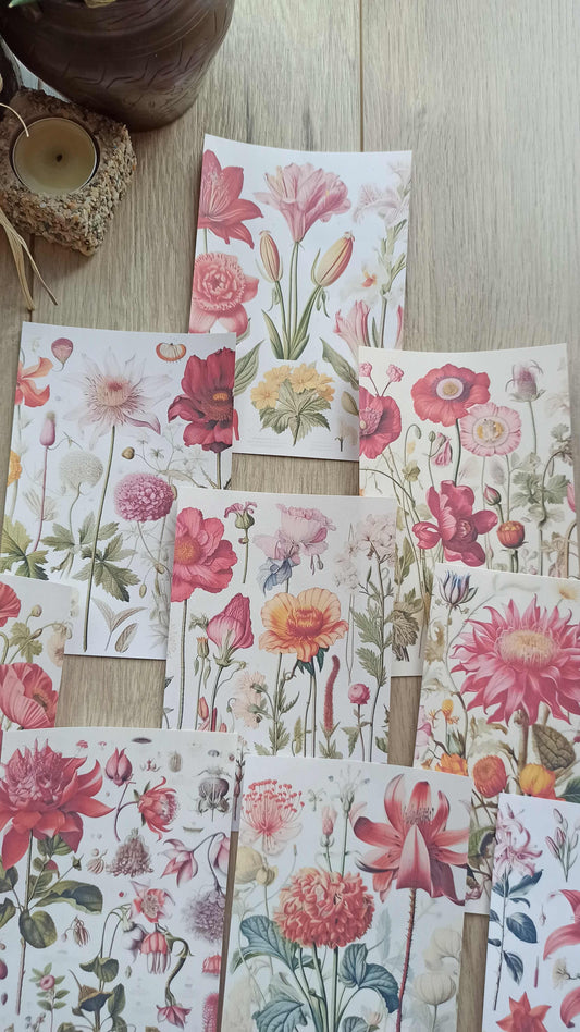 12 Adet Scrapbook Çiçek Temalı Scrapbook Kağıt Seti Bullet Journal Dekupaj Kağıdı