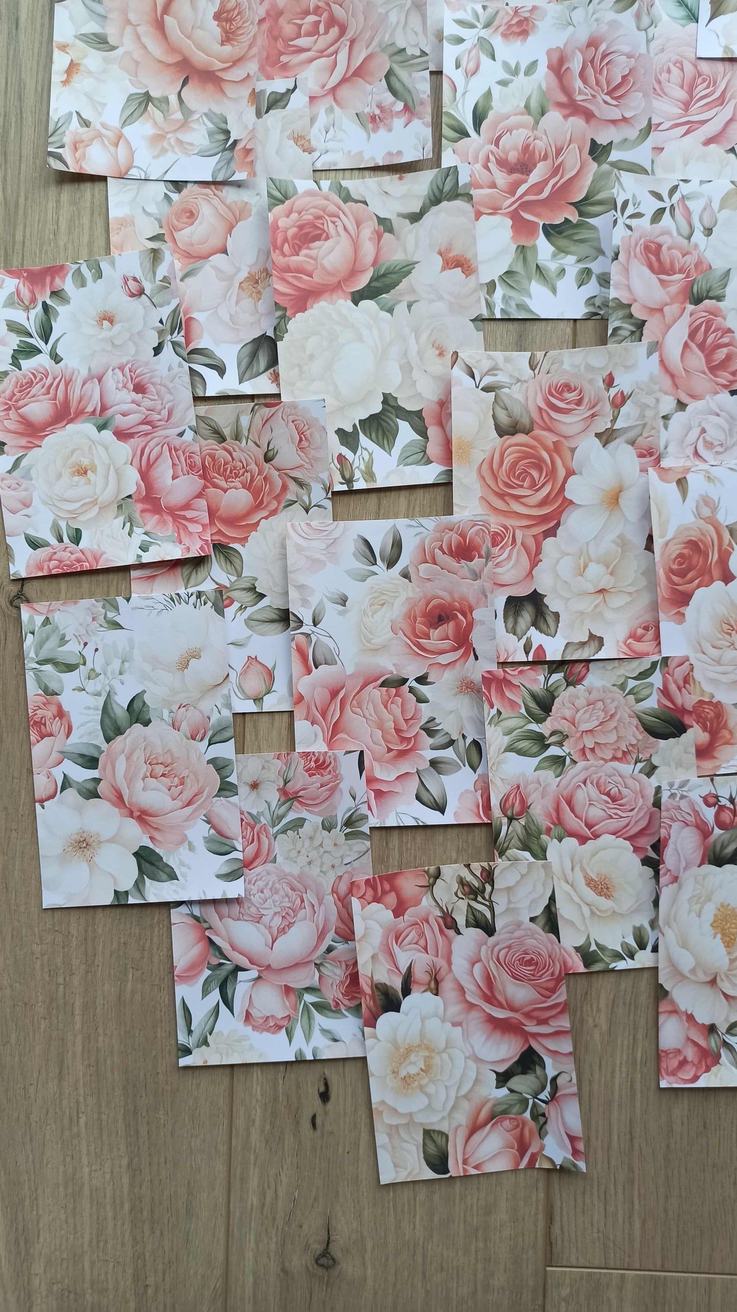 23 Adet Pembe Gül Temalı Scrapbook Kağıt Seti Bullet Journal Dekupaj Kağıdı