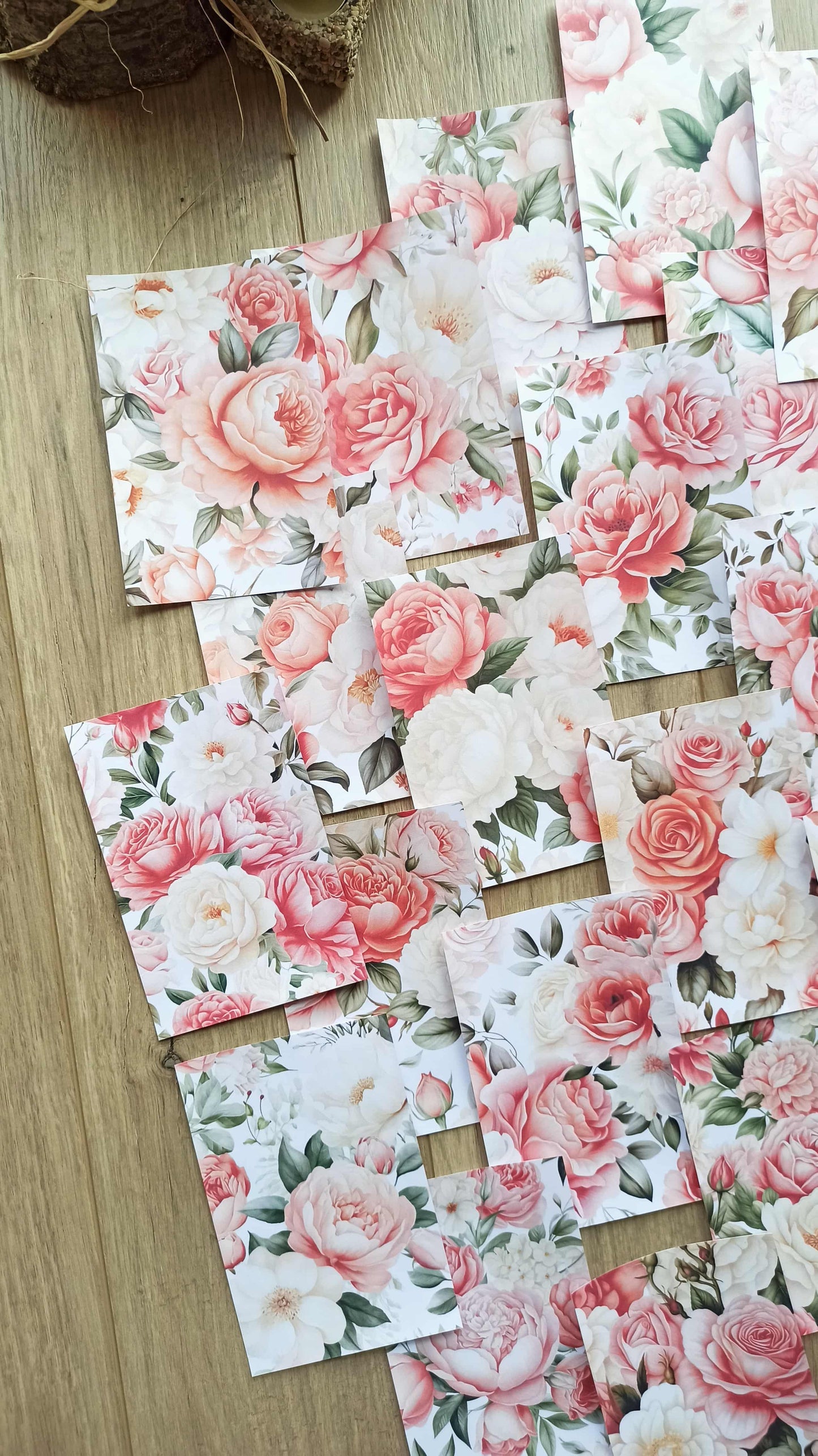 23 Adet Pembe Gül Temalı Scrapbook Kağıt Seti Bullet Journal Dekupaj Kağıdı