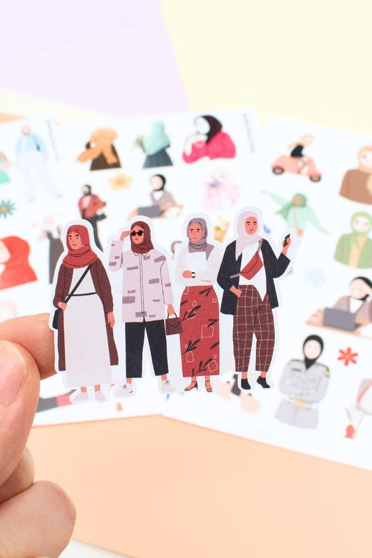58 Adet Hijab Girl Sticker Seti Bullet Journal