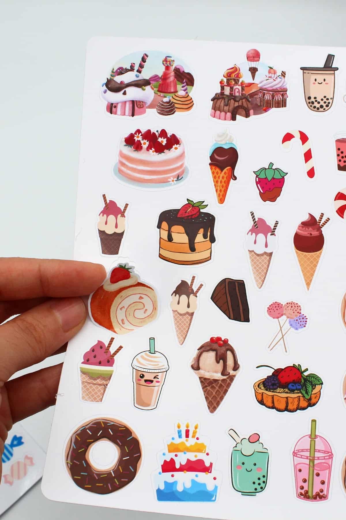 62 Adet Şekerleme Sticker Seti Tatlı Sticker Seti Sweets Laptop Sevimli Renkli Sticker