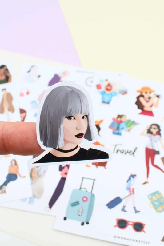 43 Adet Girls Kız Sticker Seti Bullet Journal Seyahat Sticker