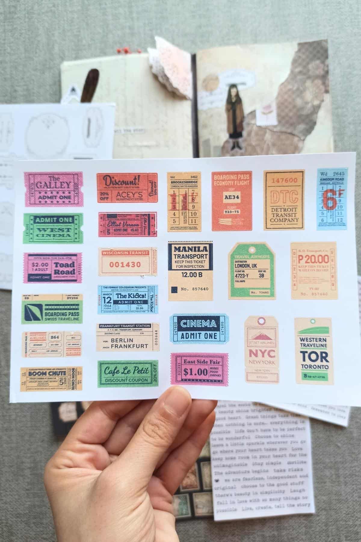 8 Parça Scrapbook Sticker Seti Bullet Journal Sticker Vintage Bilet Cümle Pul Mantar Sticker