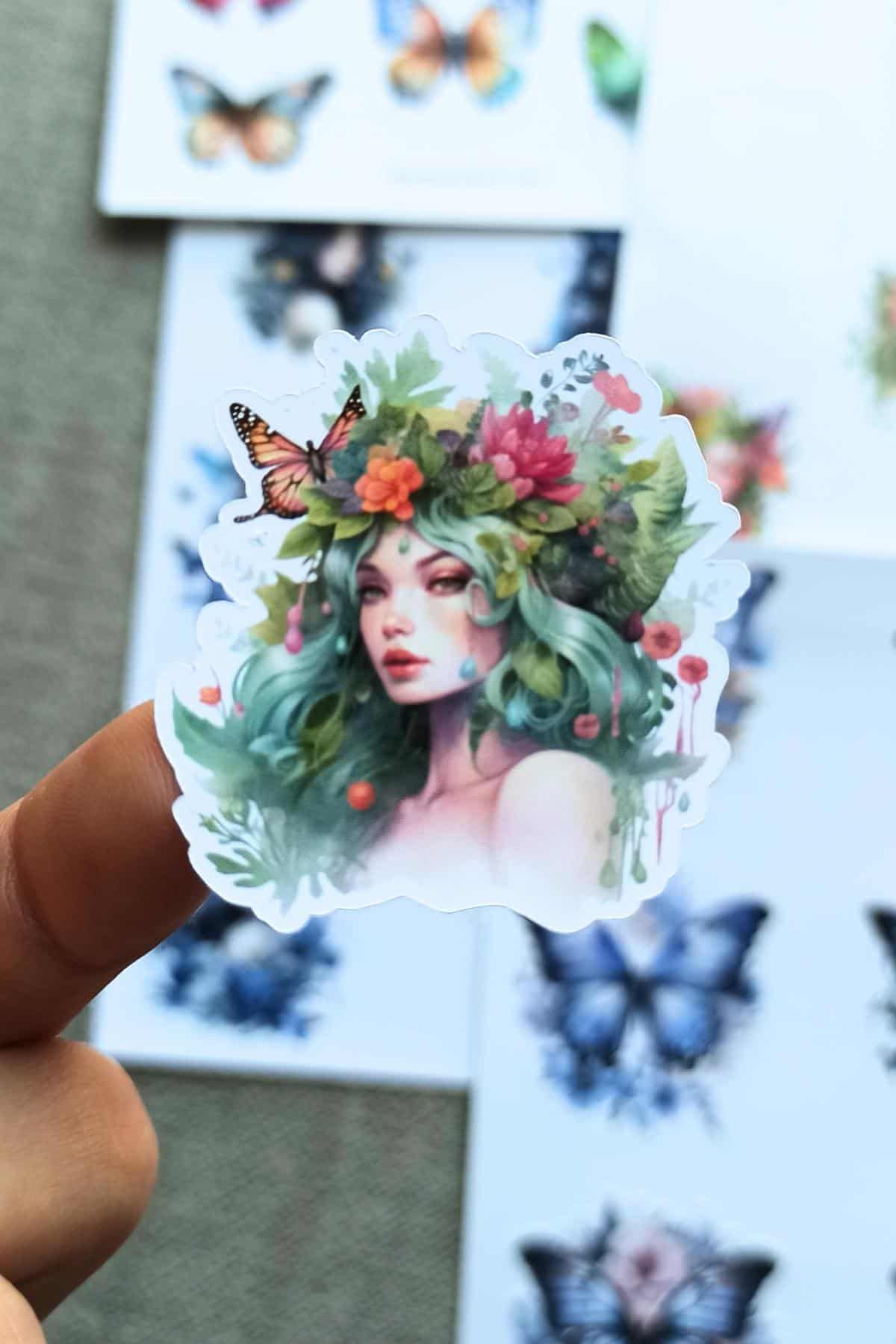 4 Sayfa Kelebek Kız Sticker Seti 34 Adet Sticker Doğa Kız Sticker