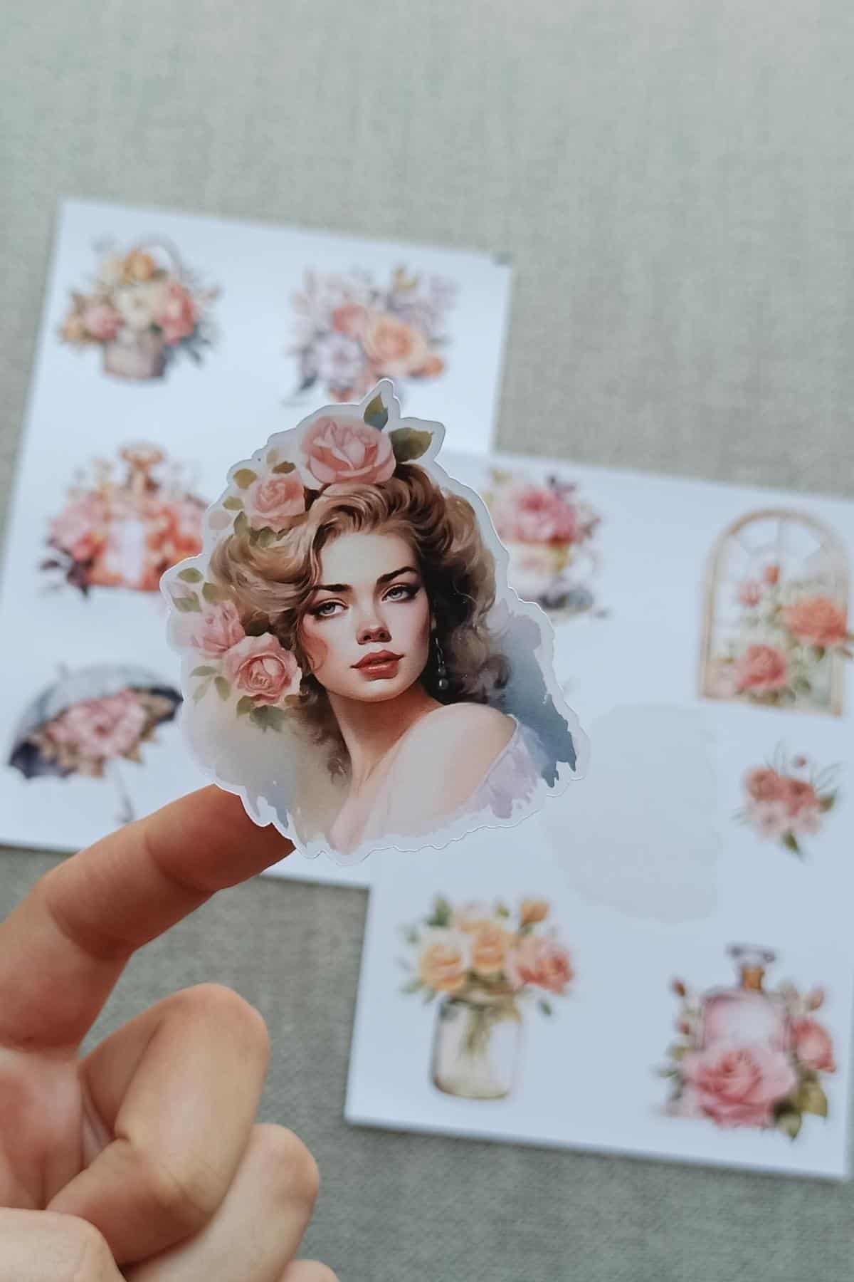 2 Sayfa Gül Sticker Çiçek Sticker Vintage Sticker