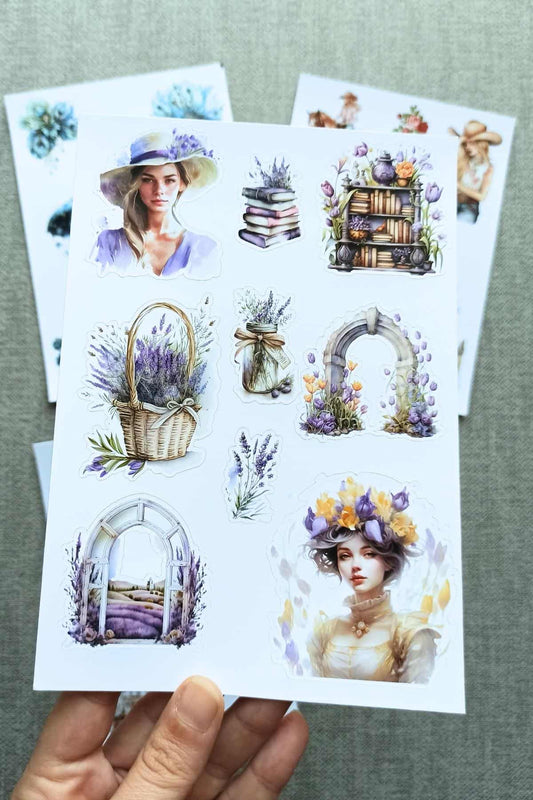 4 Sayfa Renkli Kadın Sticker Lavanta Sticker Kovboy Kız Sticker