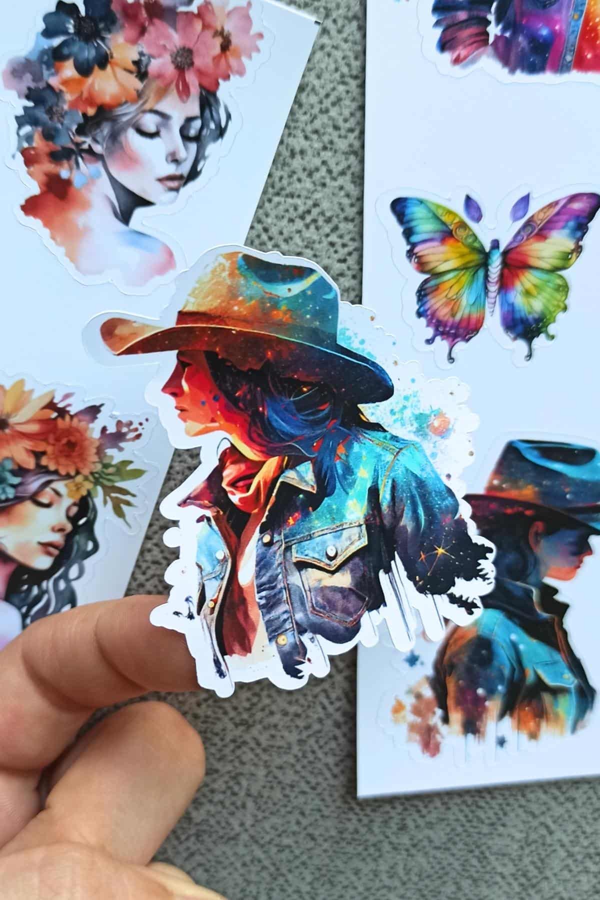 4 Sayfa Kız Sticker Suluboya Çiçek Renkli Sticker