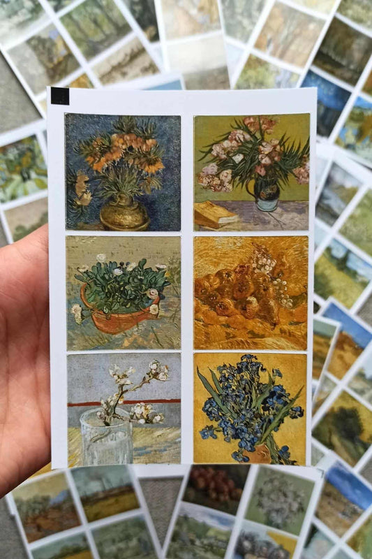 16 Parça Van Gogh Sticker Seti 96 Adet Kare Laptop Sticker