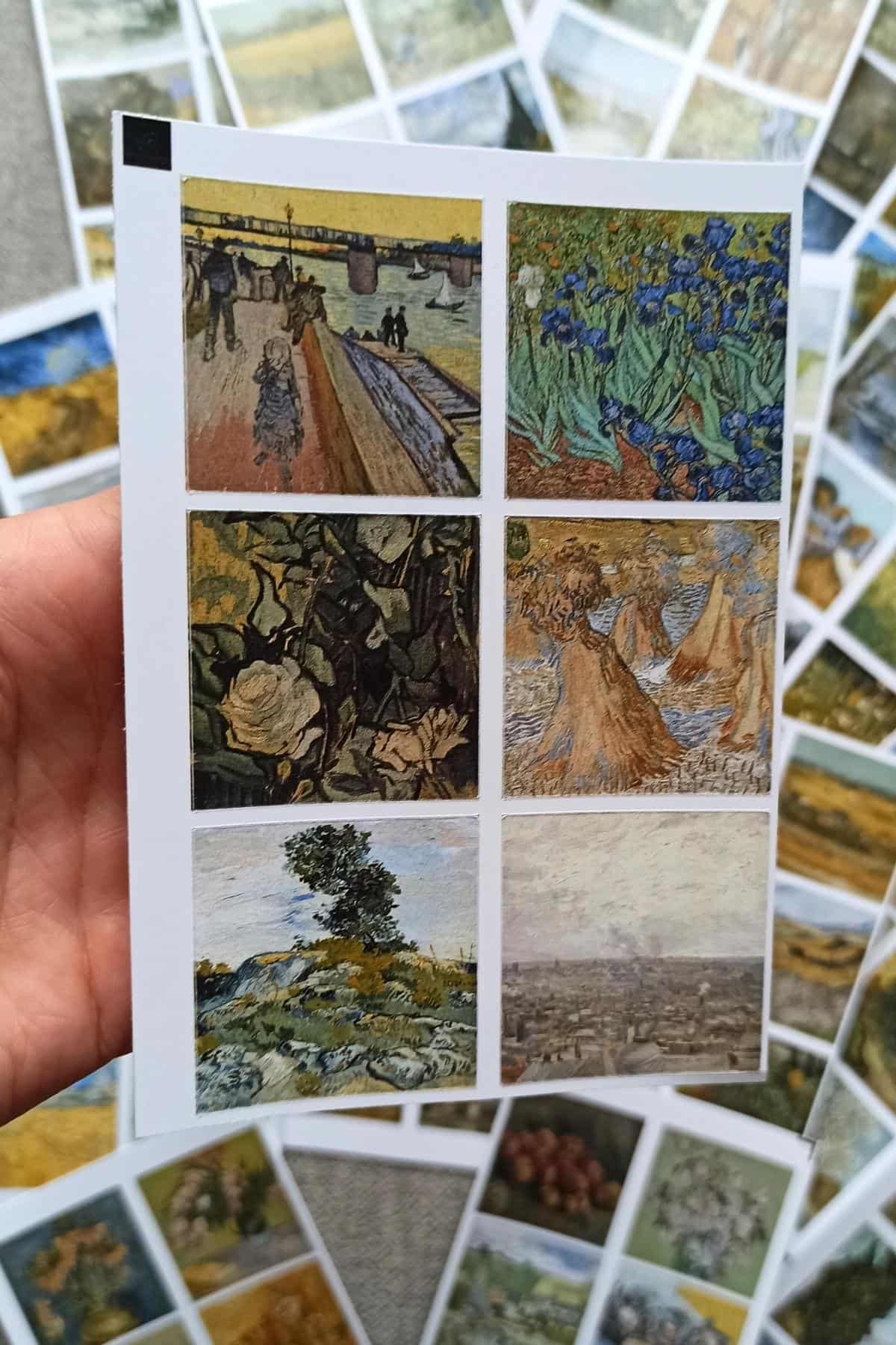 16 Parça Van Gogh Sticker Seti 96 Adet Kare Laptop Sticker