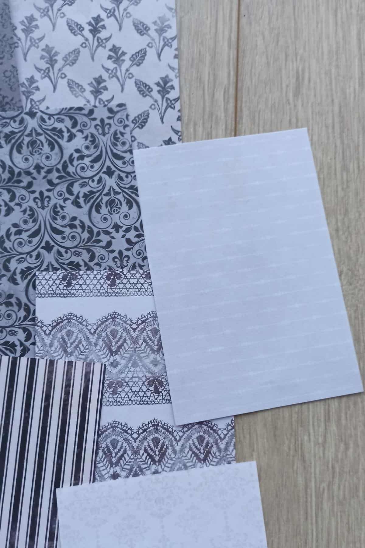 12 Adet Siyah Beyaz Desenli Scrapbook Kağıt Seti Bullet Journal Dekupaj Kağıdı