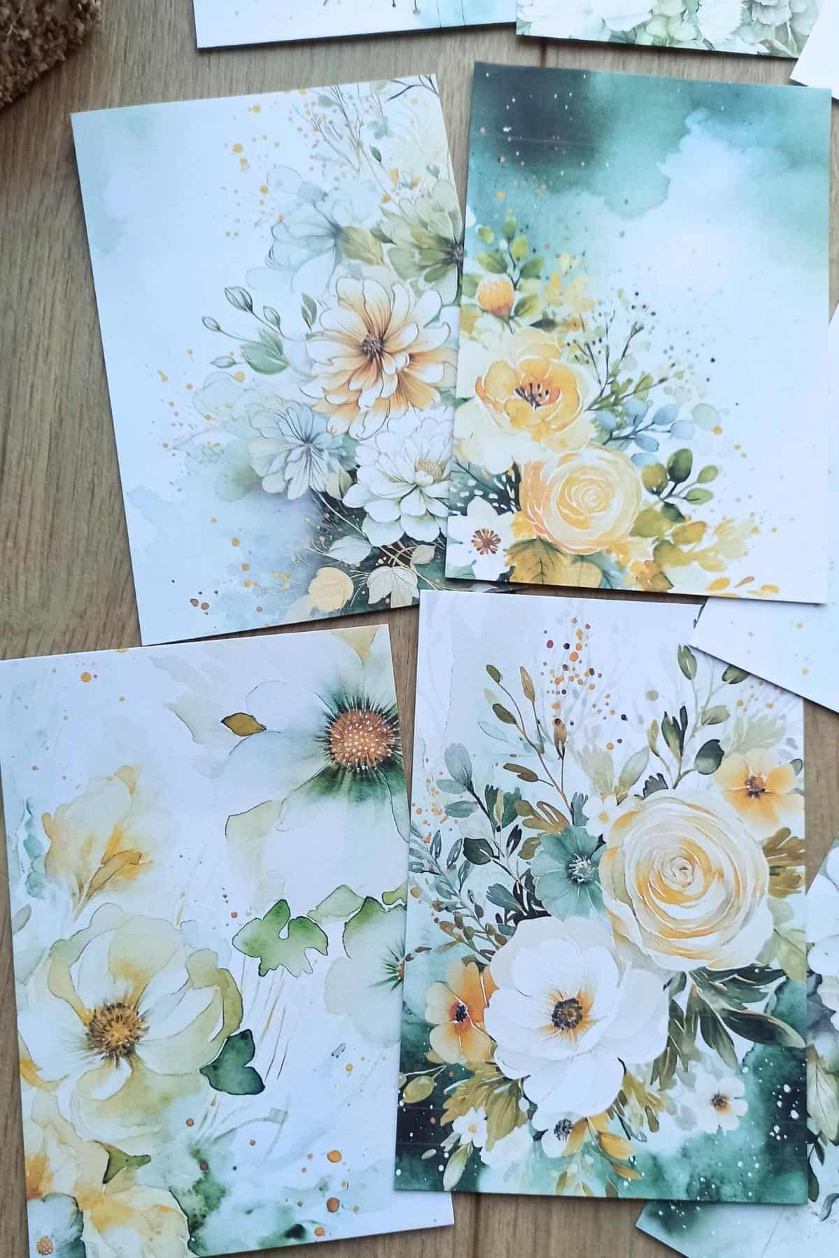 9 Adet Eskitme Vintage Yeşil Temalı Scrapbook Kağıt Seti Bullet Journal Dekupaj Kağıdı