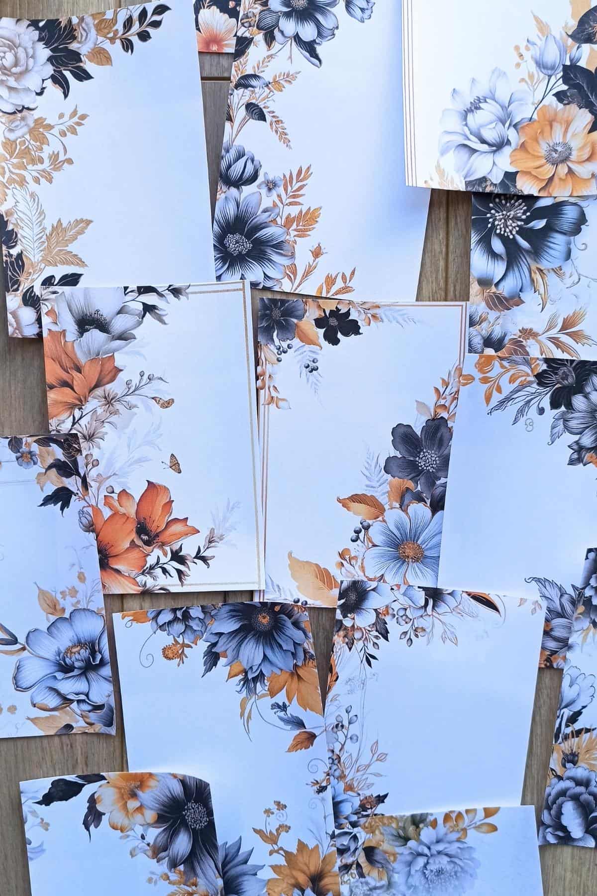 15 Adet Eskitme Vintage Gül Scrapbook Kağıt Seti Bullet Journal Dekupaj Kağıdı