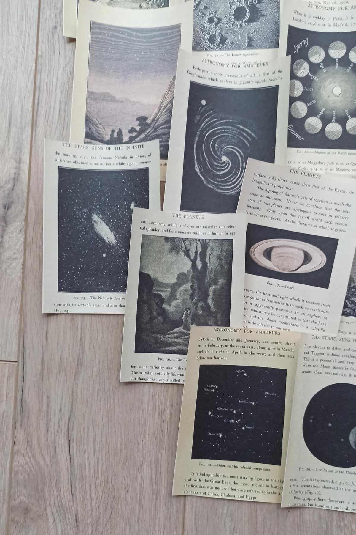 25 Adet Eskitme Vintage Kitap Sayfası Uzay Temalı Scrapbook Kağıt Seti Bullet Journal Dekupaj Kağıdı