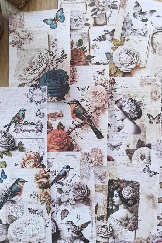 22 Adet Eskitme Vintage Scrapbook Temalı Scrapbook Kağıt Seti Bullet Journal Dekupaj Kağıdı