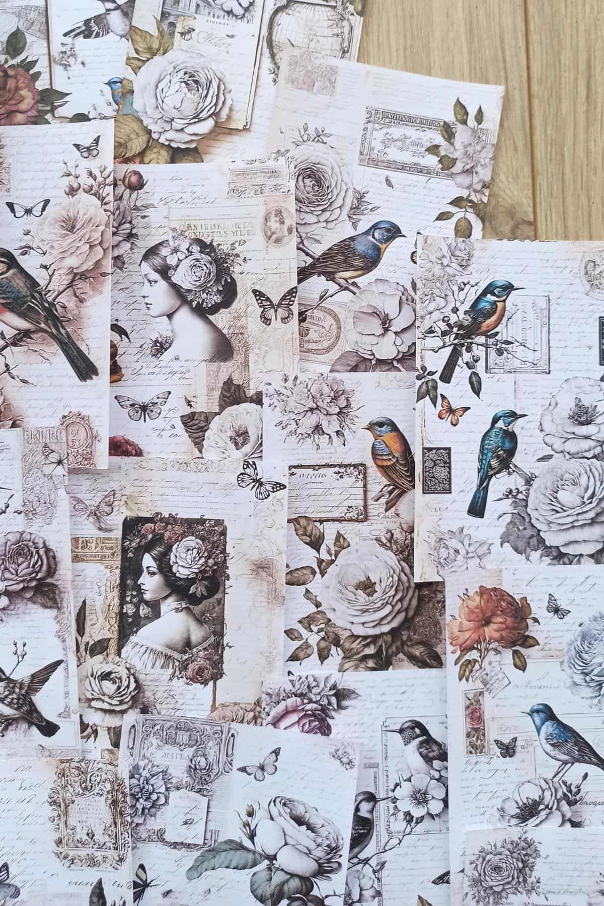 22 Adet Eskitme Vintage Scrapbook Temalı Scrapbook Kağıt Seti Bullet Journal Dekupaj Kağıdı