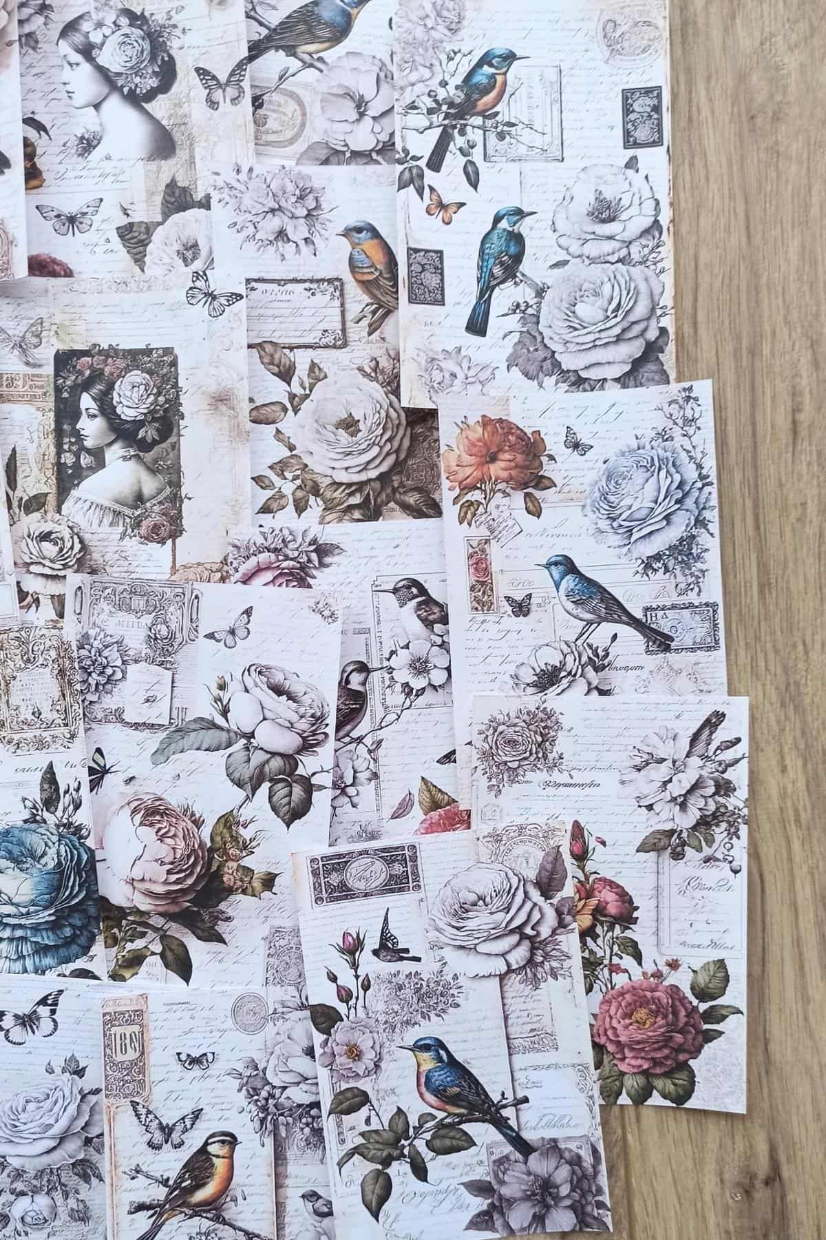 22 Adet Eskitme Vintage Scrapbook Temalı Scrapbook Kağıt Seti Bullet Journal Dekupaj Kağıdı