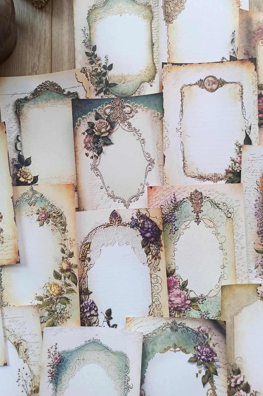 30 Adet Eskitme Vintage Çerçeve Temalı Scrapbook Kağıt Seti Bullet Journal Dekupaj Kağıdı