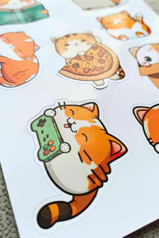 8 Adet Kedi Sticker Seti Kedicik Sticker Sevimli Sticker