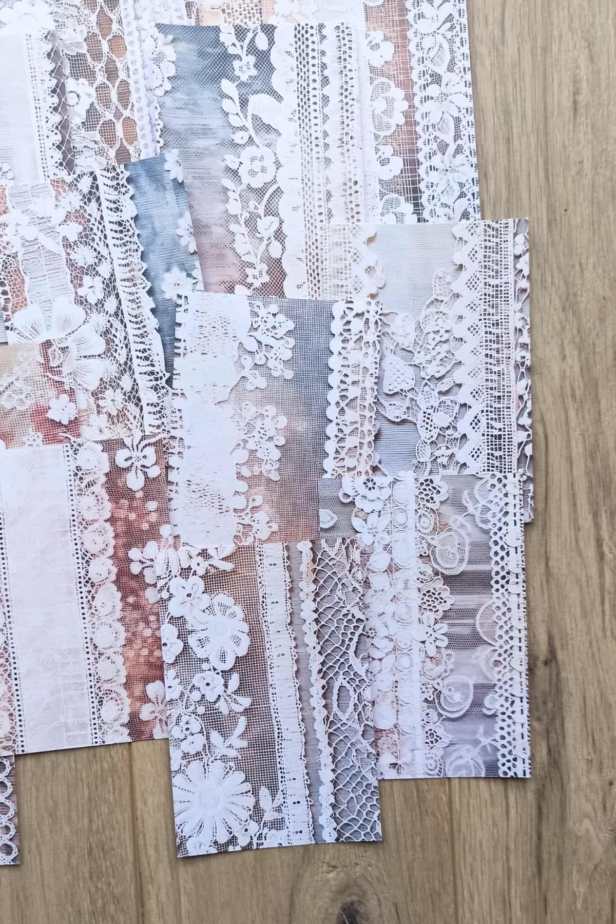 18 Adet Eskitme Vintage Dantel Temalı Scrapbook Kağıt Seti Bullet Journal Dekupaj Kağıdı