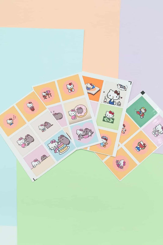 24 Adet Hello Kitty Pusheen The Cat Sticker Seti Sevimli Sticker Kare Sticker Laptop Sticker Sanrio