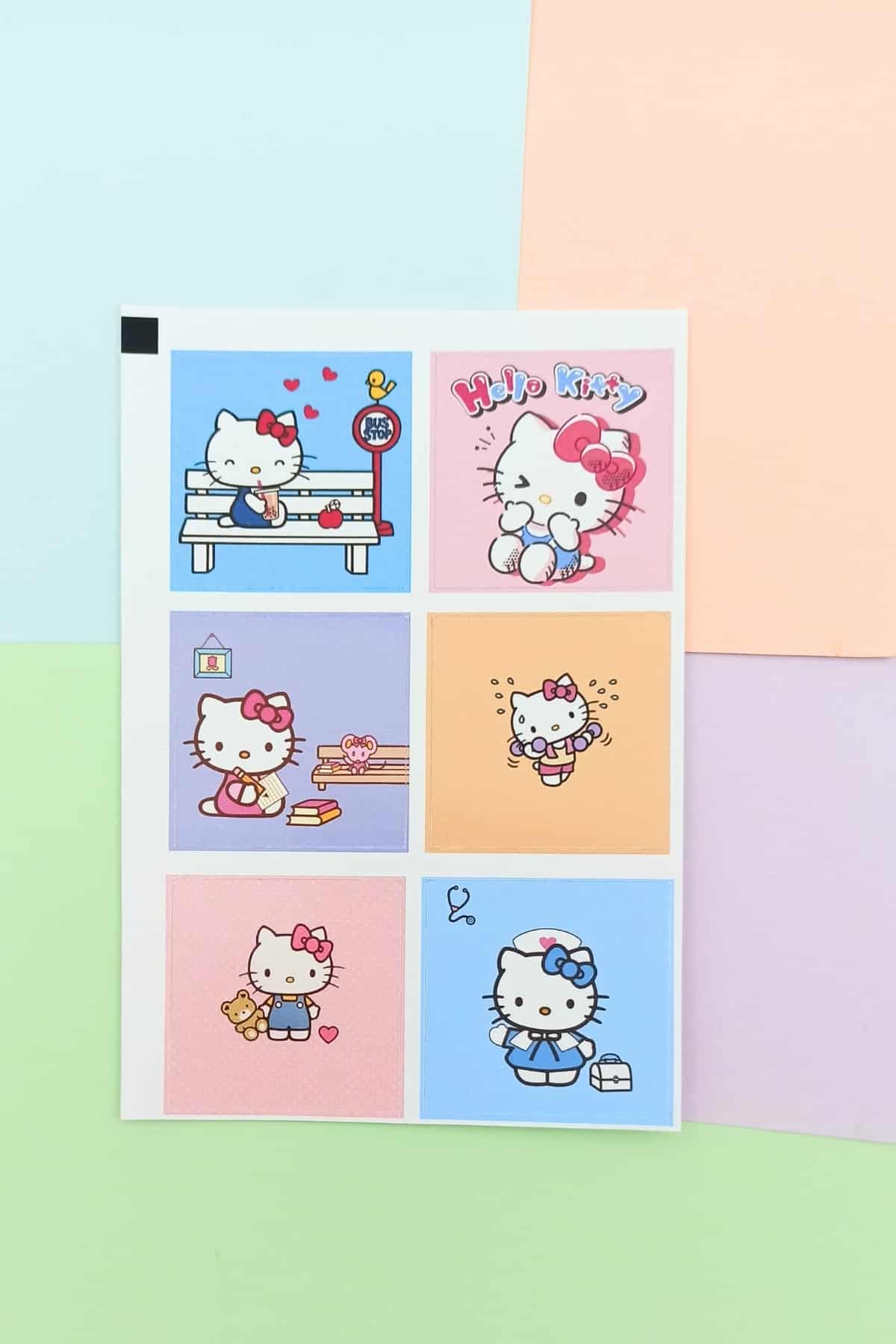 48 Adet Hello Kitty Sticker Sevimli Sticker Kare Sticker Laptop Sticker Sanrio Sticker Seti