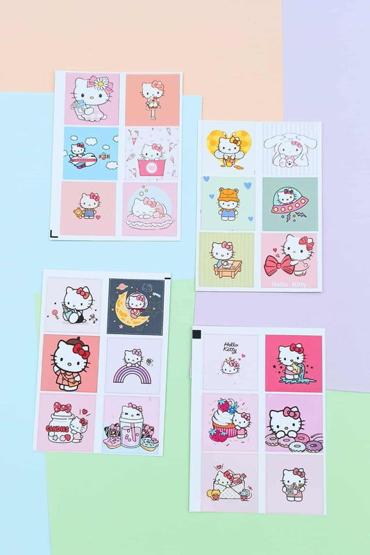 48 Adet Hello Kitty Sticker Sevimli Sticker Kare Sticker Laptop Sticker Sanrio Sticker Seti