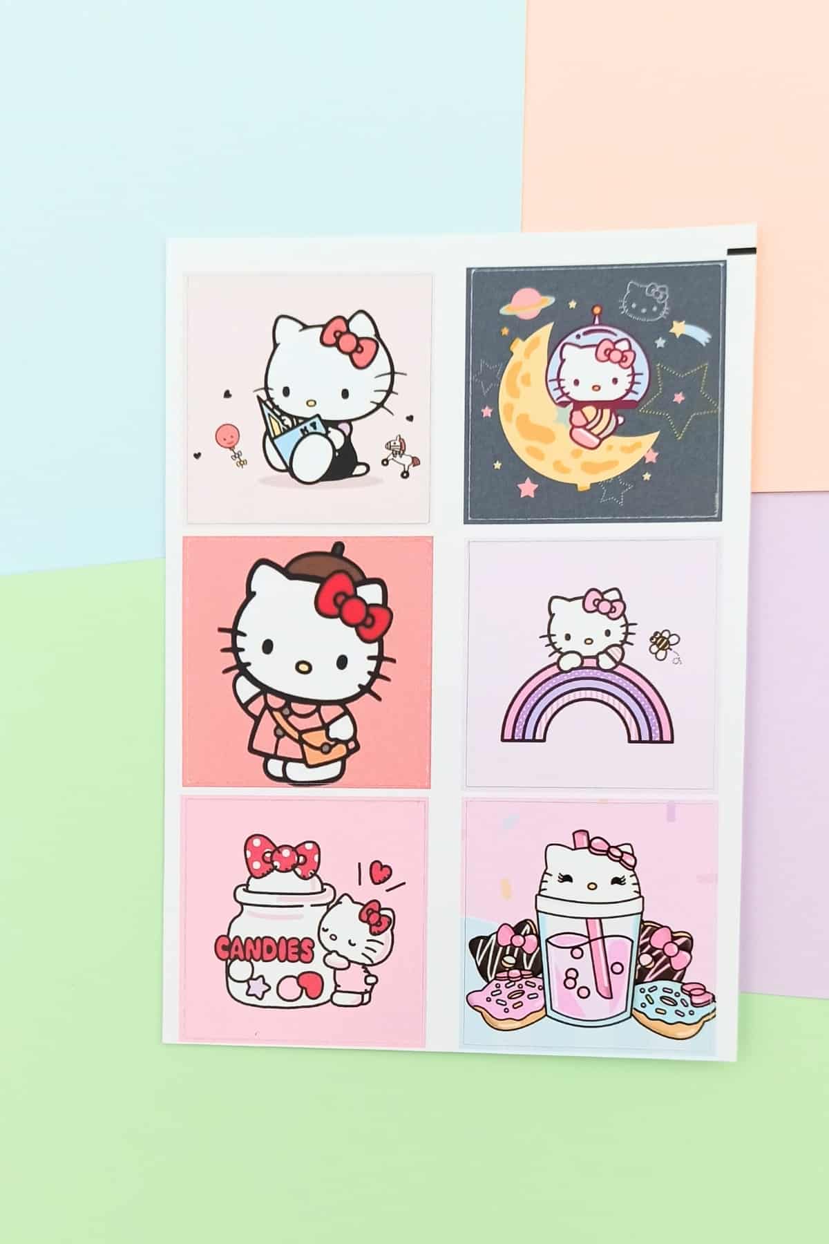 48 Adet Hello Kitty Sticker Sevimli Sticker Kare Sticker Laptop Sticker Sanrio Sticker Seti